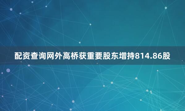 配资查询网外高桥获重要股东增持814.86股